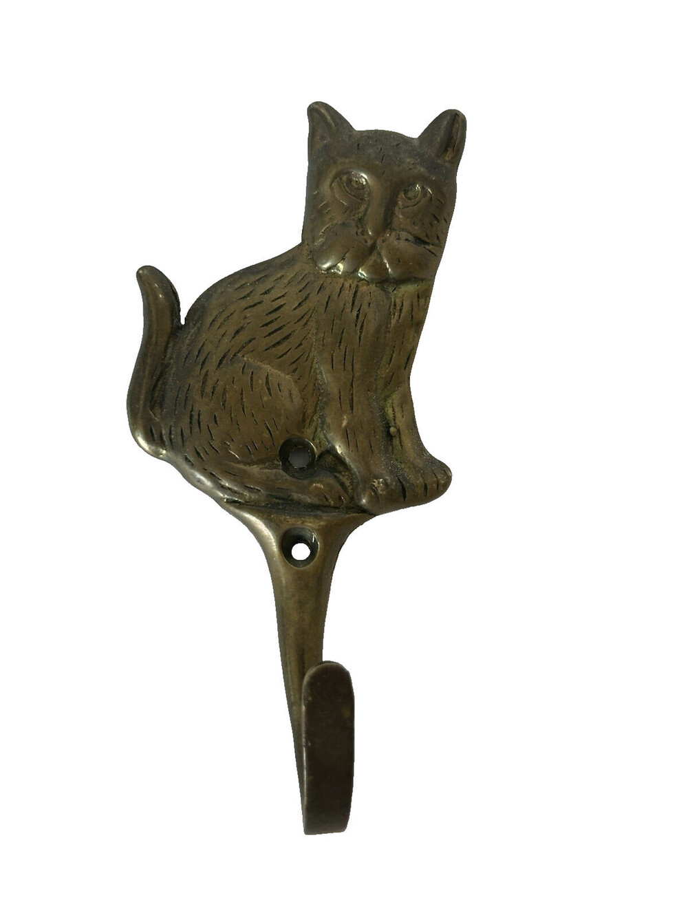 Circa 1980 Vintage Penco Brass Cat Wall Hook New Bedford